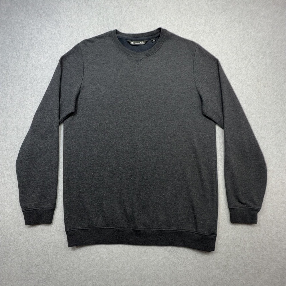 Travis Mathew Fink 2.0 Sweater Mens Medium Gray Black Crewneck French Terry Golf